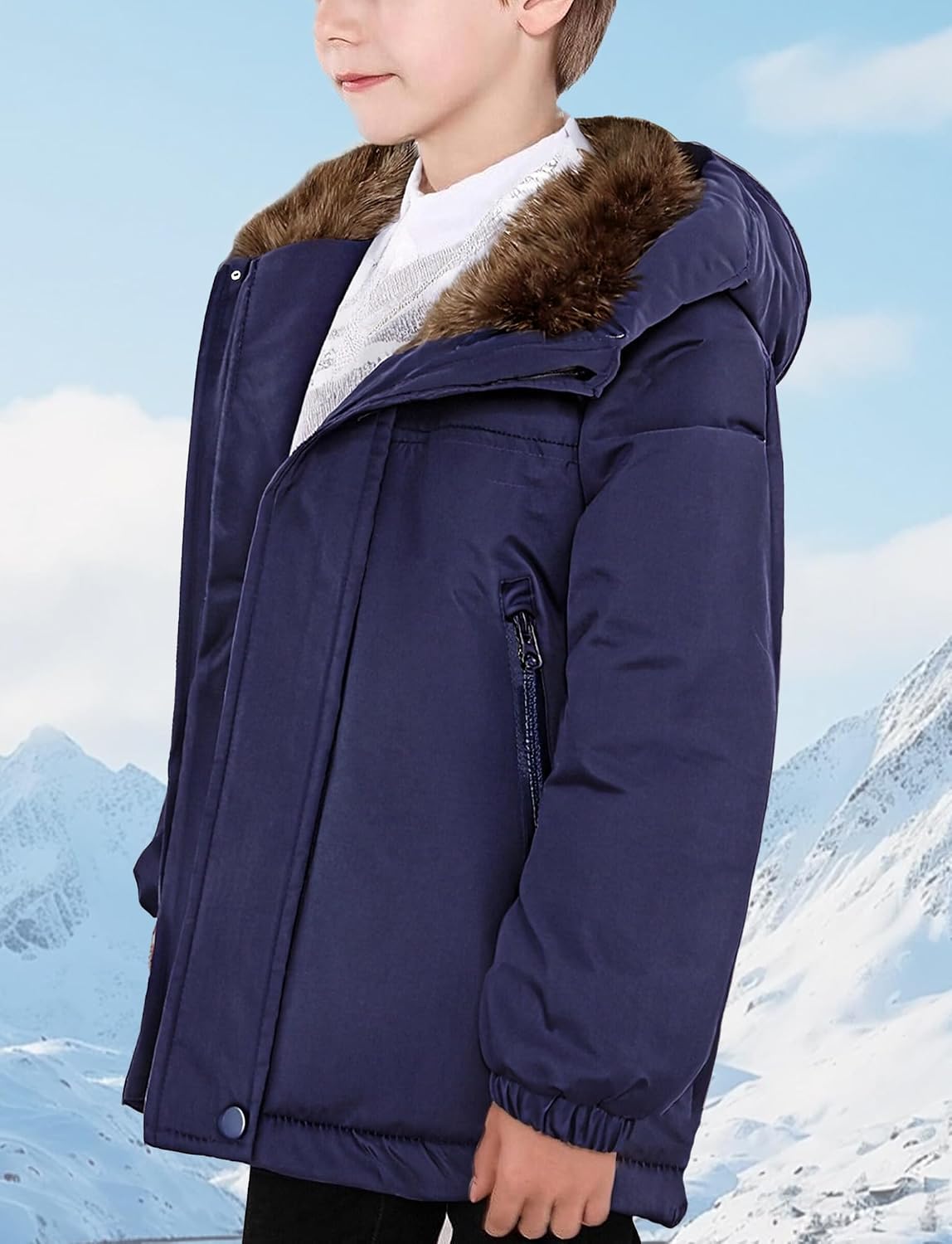 Happy Cherry Toddler Kids Lined Hood Down Jacket Boys Girls Snow Winter Coat Outerwear Warm Snowsuit