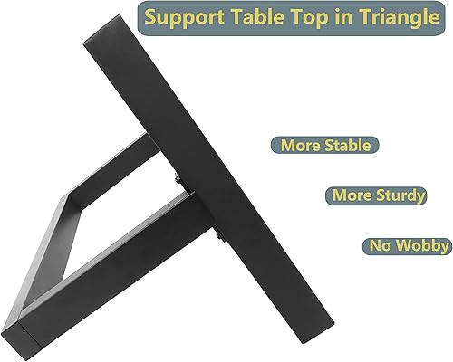 Miniatura 4 de Patas de metal para mesa, marco de escritorio de tubo cuadrado resistente, patas de mesa industrial, comedor, café, computadora, juego de 2 (negro