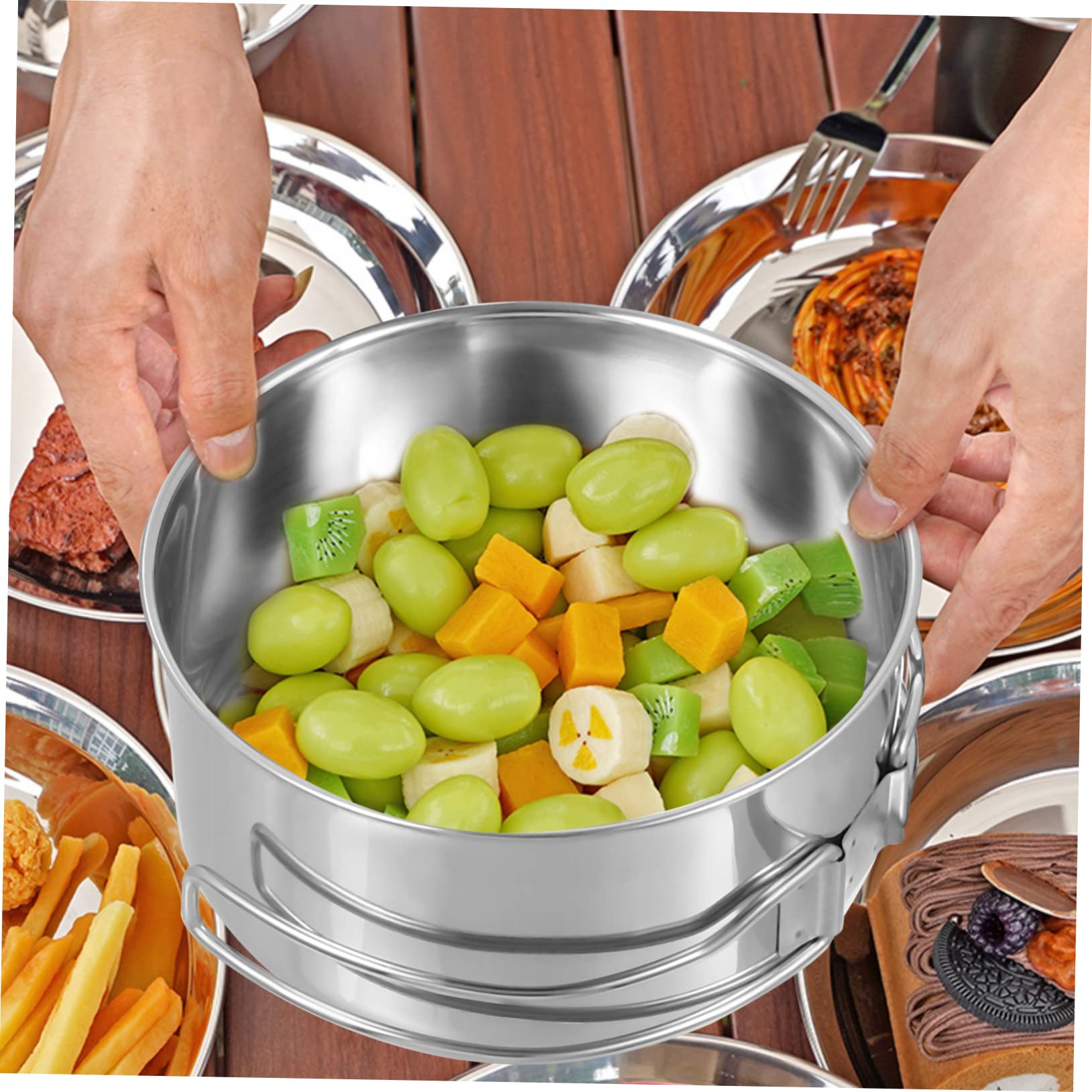 Edelstahl Camping Topf und Pfannenset 4 Stück für Outdoor Camping