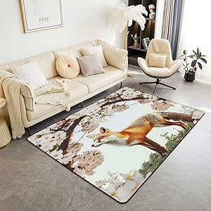 Amazon.com: Feelyou Fox Area Rug 3x5 Boys Girls Cute Cartoon Fox Rugs ...