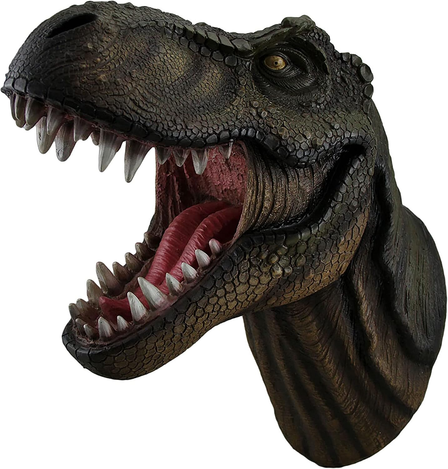 DWK Jurassic Jaws Snarling Tyrannosaurs Rex Wall Mounted Dinosaur Head Bust Sculpture T-Rex Decor