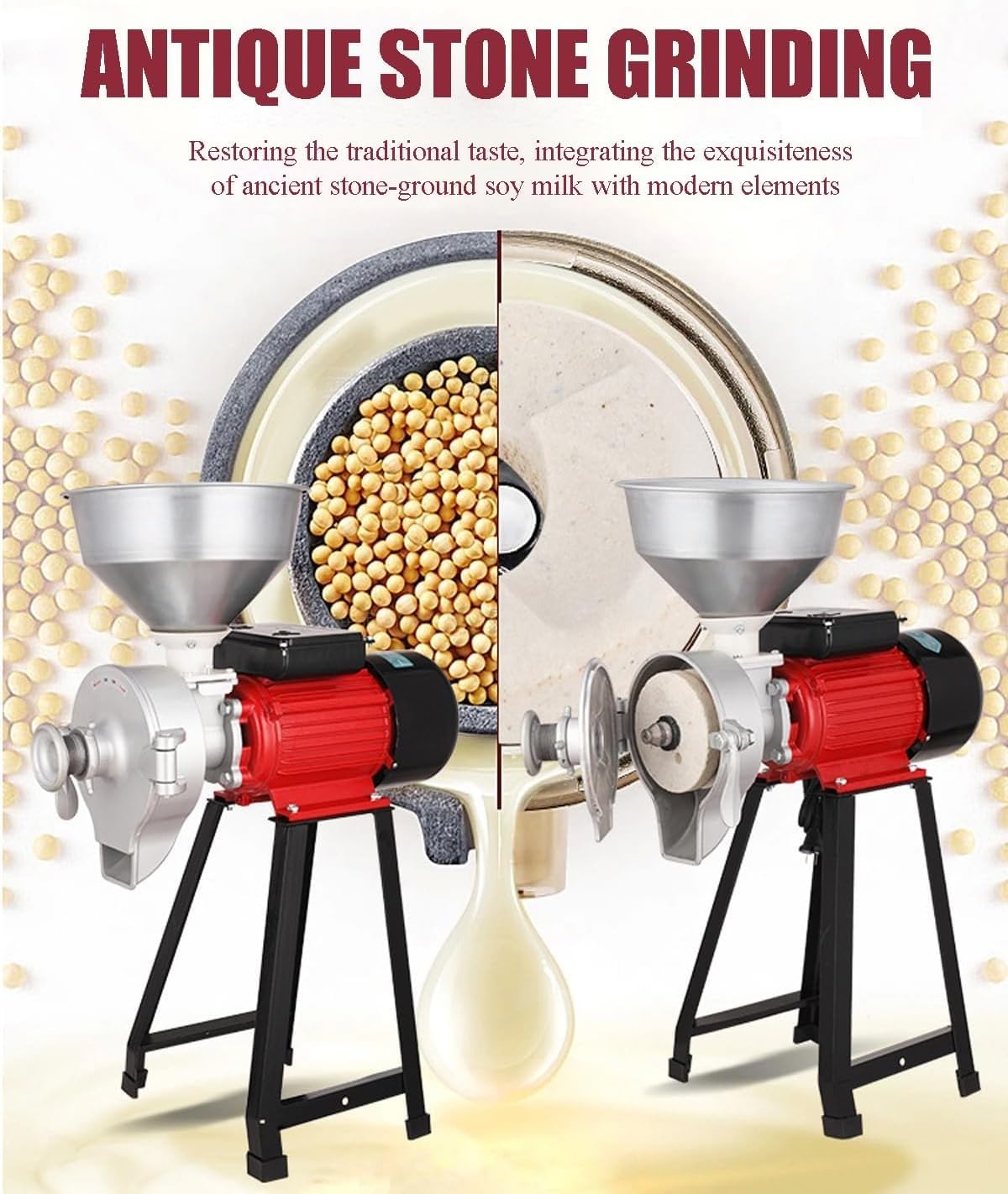 Molinillo di grano elettrico umido e secco 3000 W, | Molinillo commerciale especias harina, macchina leche soja para el hogar, 1400 giri/min, adatto for , maíz, trigo