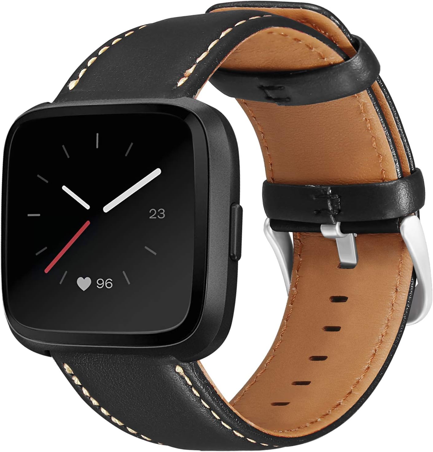UMAXGET Leather Band Compatible with Fitbit Versa / Fitbit Versa 2/Versa Lite/Versa SE, Classic Genuine Leather Replacement Wristband for Women Men
