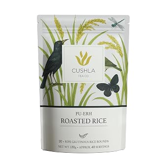 Individually Wrapped Pu-Erh Roasted Glutinous Rice Tea Coins Premium Ripe Puer with Sticky Rice Aroma | Smooth, Toasted Chinese Dark Tea | 20 Pressed Mini Tea Coin Cakes