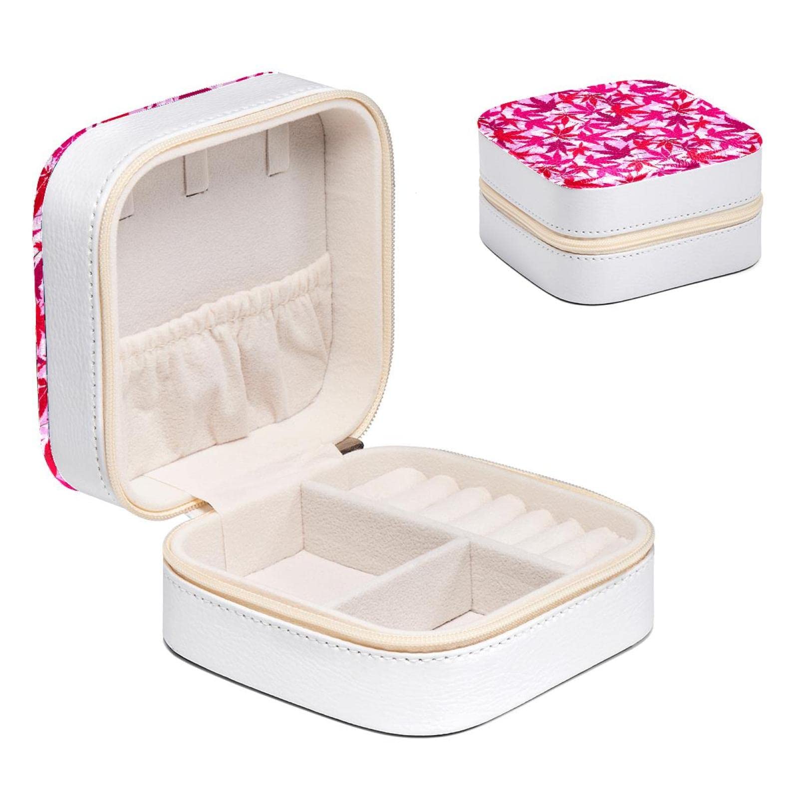 Boîte à bijoux rose pour femme et fille, organiseur de bagues et boucles, 10.5cm