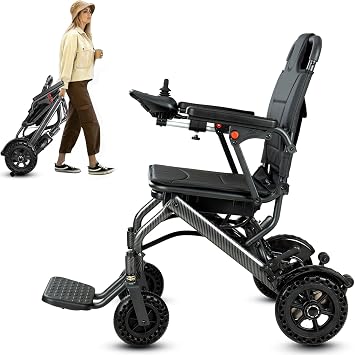 YIHAO Lightweight Foldable Electric Wheelchair Only 30 lb, Airline Approved | 220 lbs Capacity, All-Terrain Power Chair for Adults, 15-Mile Range, Travel Motorized Wheelchairs for Indoor/Outdoor Use