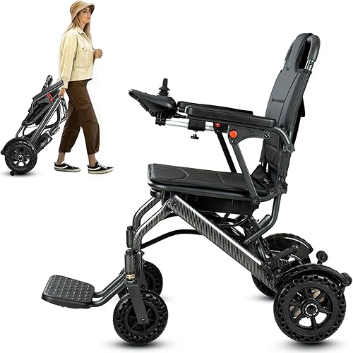 YIHAO Foldable Lightweight Electric Wheelchair for Adults & Seniors - Only 36 lbs, All-Terrain Power Wheelchair, Detachable Battery, Airline Approved - Portable Travel Motorized Wheelchair