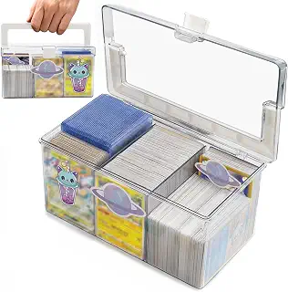 Mirasizuku カードケース トレカ 大容量 ポケモンカード ケース 約2800+枚トレカ収納/112枚ローダー psa 収納ケース 横入れ 縦入れ ストレージボックス トレカ 取り外し可能 ストレージボックス カードストレージ 「ポケカ 遊戯王 デュエマなど 各種 カードゲーム に使用可能」PETサステナブル素材 防水 防塵 超透明 (M)