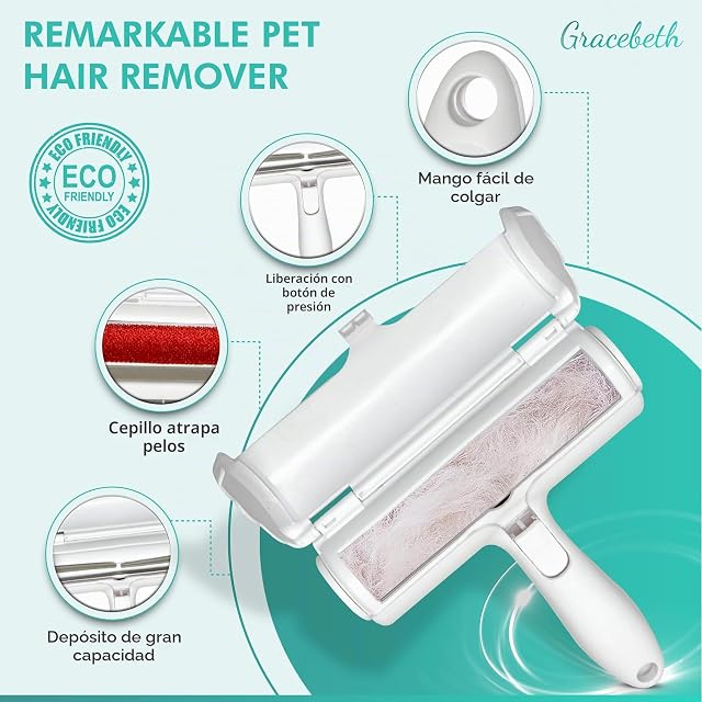 Foto 5 de 5 de ChomChom Removedor de pelo de mascotas para muebles, rodillo quitapelusas para pelo de perros y gatos