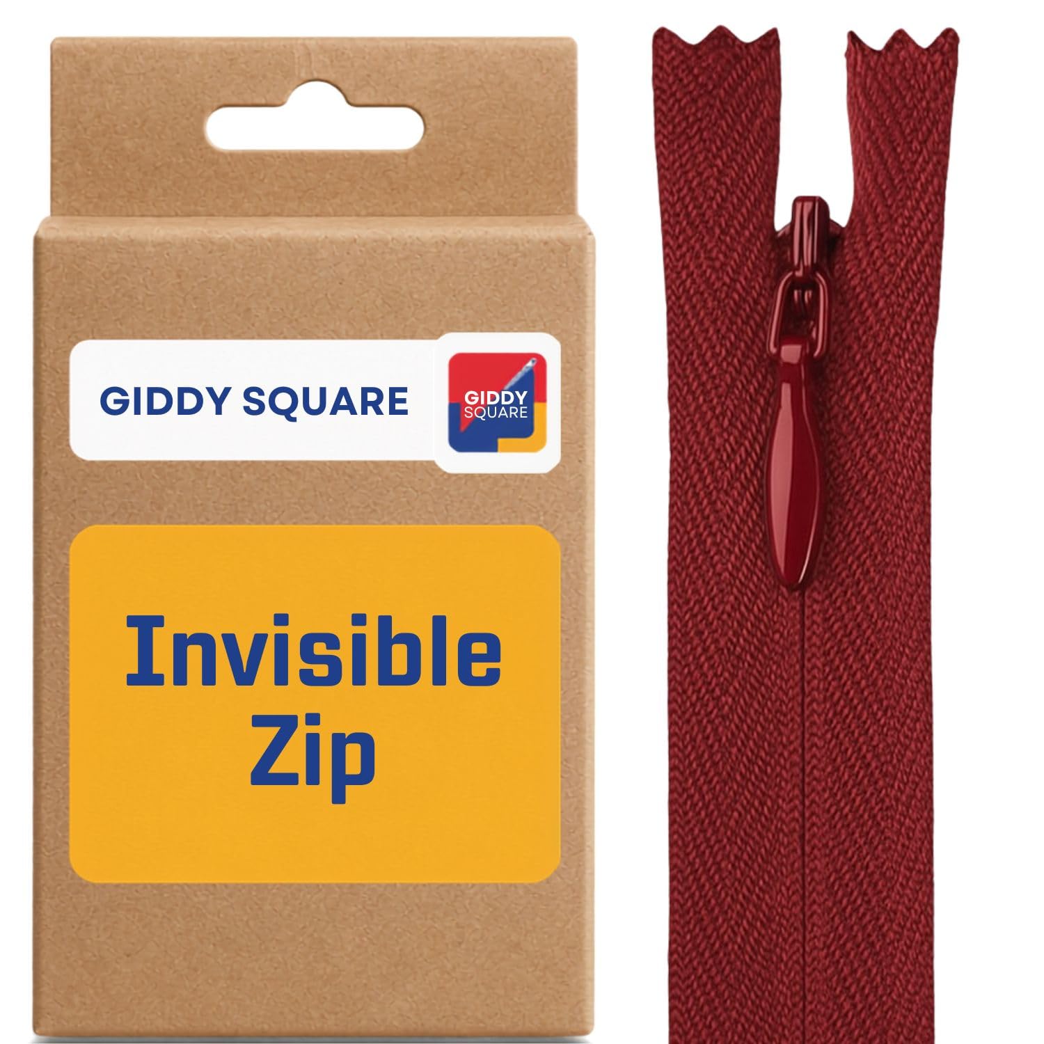 22" (56cm) Burgundy Invisible Zip - Concealed Nylon Closed-End