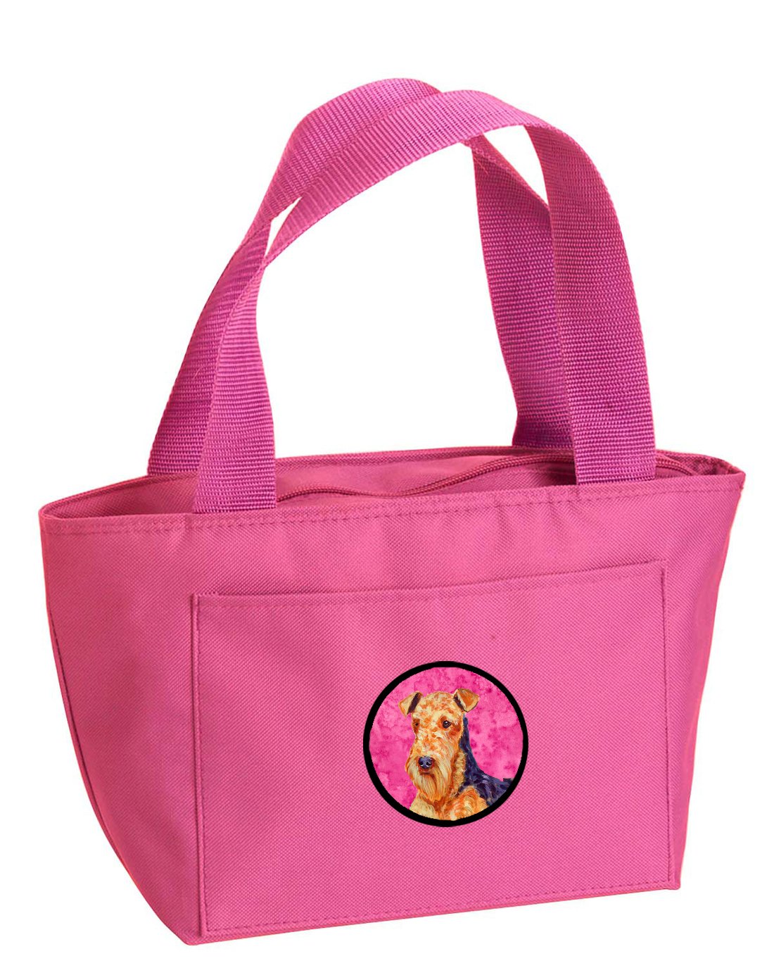 Sac à déjeuner chien Airedale isotherme lunch bag rose grand format LH9381PK