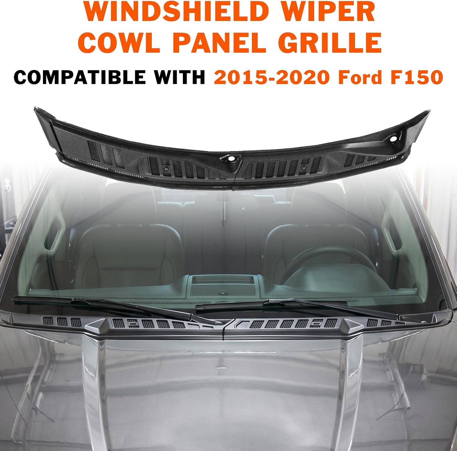 Windshield Wiper Cowl Cover Panel Grille Compatible with 2015 2016 2017 2018 2019 2020 Ford F150 Windshield Wiper Cowl Cover Panel Replacement for FL3Z15022A69B FL3Z15022A68C