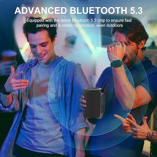 Miniatura 2 de Altavoz, altavoz inalámbrico portátil, impermeable, IPX5, Bluetooth 5.3, sonido estéreo fuerte con luz LED, altavoces TWS adecuados para viajes,