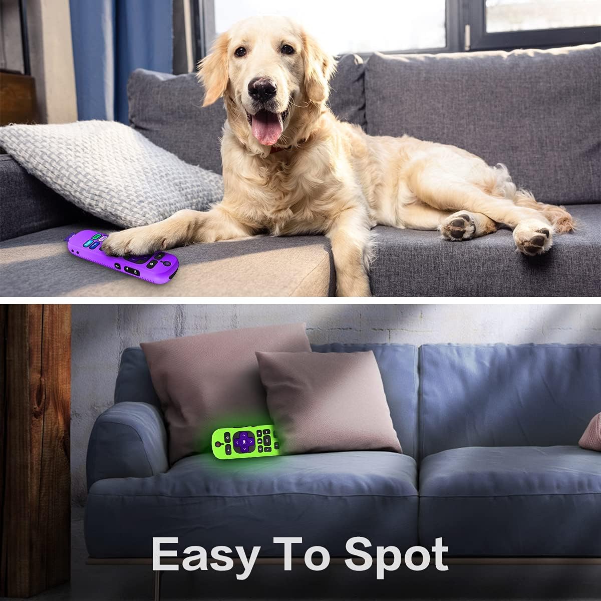 [3Pcs] Case for Roku Voice Remote Pro 2021(Only for 2021 Released), Anti Slip|Shockproof Silicone Protective Cover for 2021 Roku Voice Pro Remote Controller with Lanyard (Glow Blue+Glow Green+Purple)