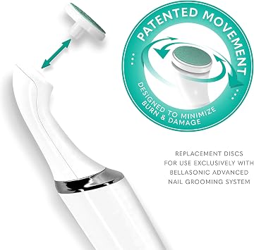 交換用ディスク Bellasonic 4-in-1 充電式電動ネイルファイルセット ユニークな首振りヘッド付き – 形状 滑らか バフ & シャインネイル | キューティクルとタコの除去 2セット