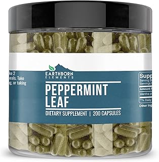 Earthborn Elements Peppermint Leaf 200 Capsules, Pure & Undiluted, No Additives