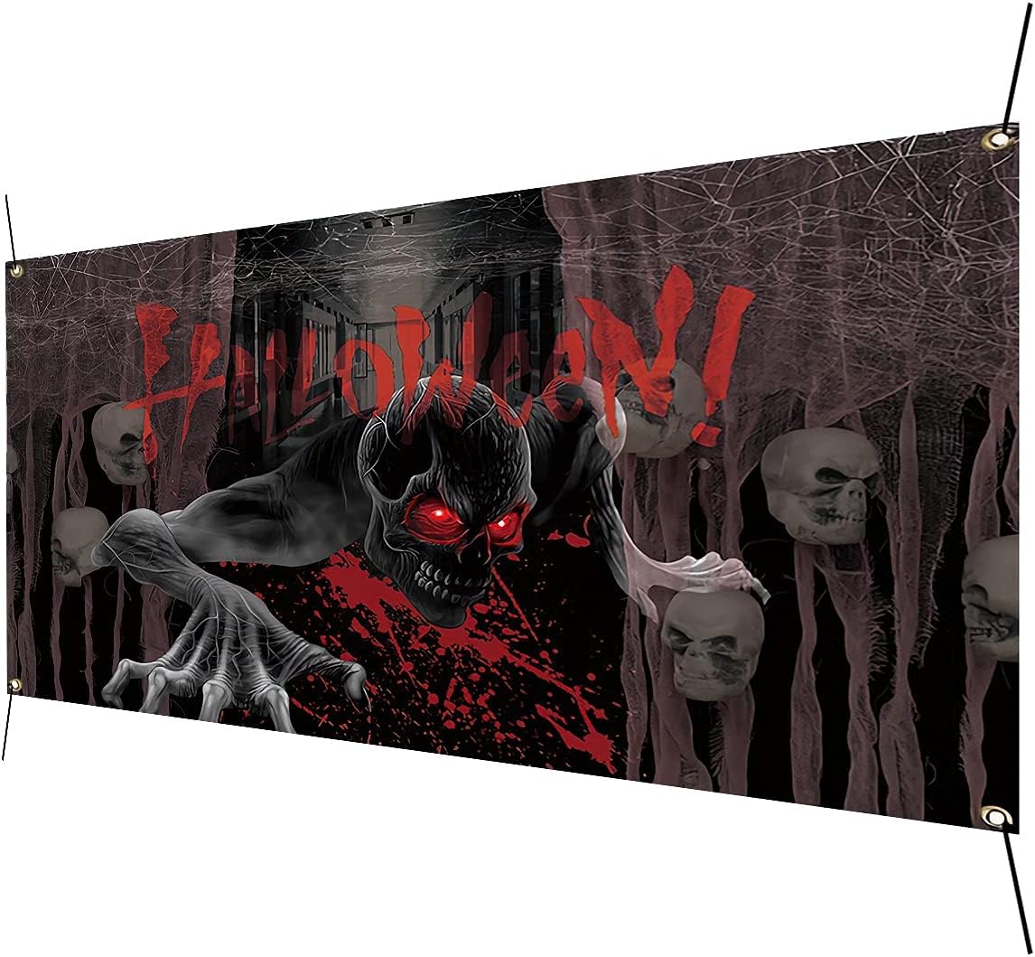 5.9x3.6ft Halloween Fireplace Photography Backdrop Creepy Spooky Grim Reaper Background Halloween Party Decoration Haunted House Cloth Banner Photo Booth Studio Mini Sessions Props - Image 4