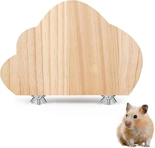 Natural Wooden Hamster Platform, Cloud Shape Hamster Cage Platform Rest Play and Stand Climbing Platform, 18 * 12 CM Hamster Cage Accessories for Guinea Pig, Gerbil, Parrot, Mice (Cloud)