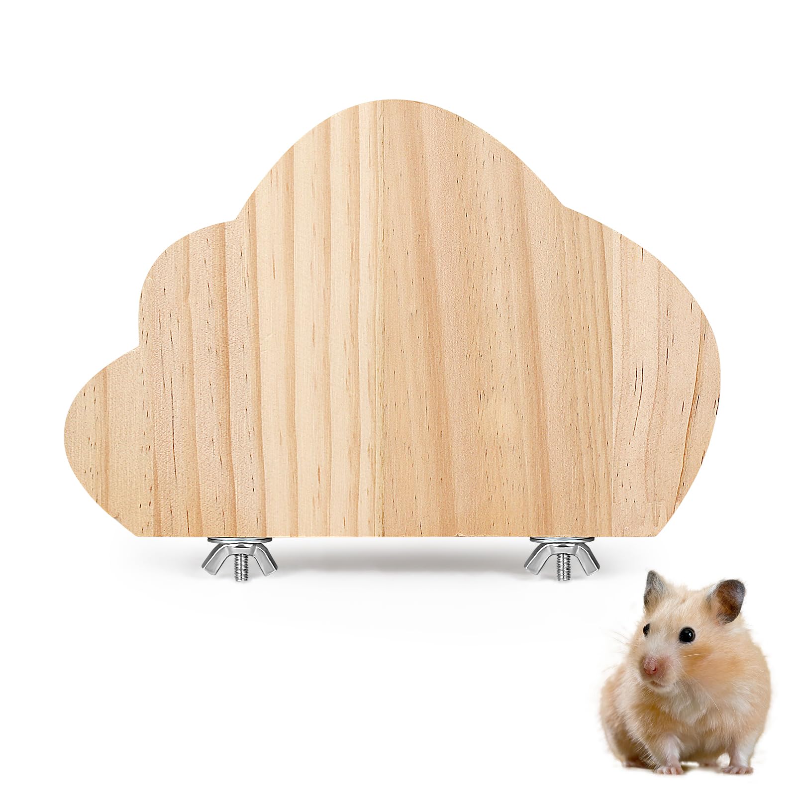 LuckyOpt Natural Wooden Hamster Platform, Cloud Shape Hamster Cage Platform Rest Play and Stand Climbing Platform, 18 * 12 CM Hamster Cage Accessories for Guinea Pig, Gerbil, Parrot, Mice (Cloud)