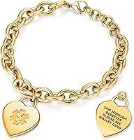 Vista 14 de Divoti Pulsera de alerta médica 316L grabada con láser profundo con dije de corazón para mujer, ajustable (se adapta a muñecas de hasta 8.5 pulgadas)
