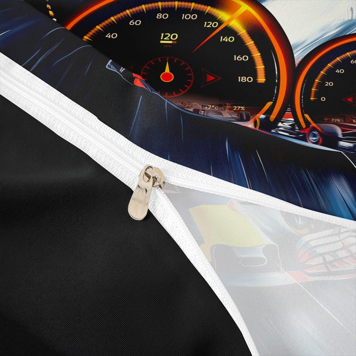 Formula Race Car Duvet Cover Set King Size Modern Extreme Sports Bedding Set 3pcs for Kids Teens Racing Dashboard Print Comforter Cover Cool Speed Car Quilt Cover,2 Pillowcases(Not Comforter)