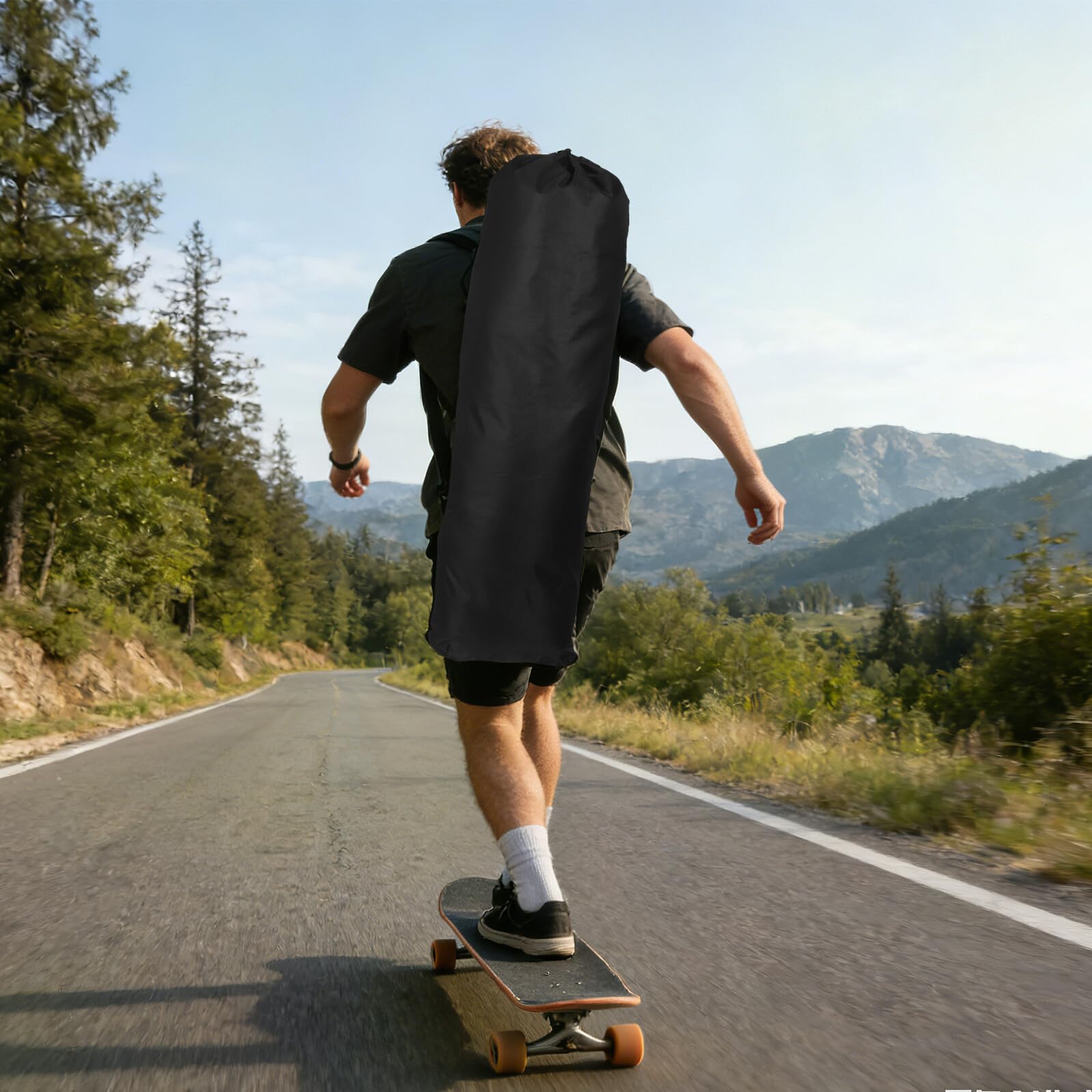 Zaino per Skateboard Oxford 110x35 Cm con Tracolla Imbottita, Borsa Porta Longboard e Paddleboard Resistente con Scomparti Organizzatori per Trasporto Outdoor