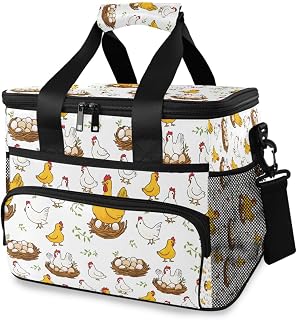 Yellow Chicken Egg Cooler Bag Insulated Cooler Soft Sided Cooler 24 Can Portable Picnic Bag Large Leakproof Lunch Bag Box for Beach Grocery Camping Travel Car Men Women