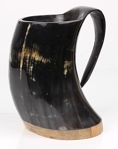 Miniatura 2 de Regalos para el Día del Padre, taza de cuerno vikingo con diseño de dragón original, jarra de cerveza vikinga con fondo de madera súper dura, ideal