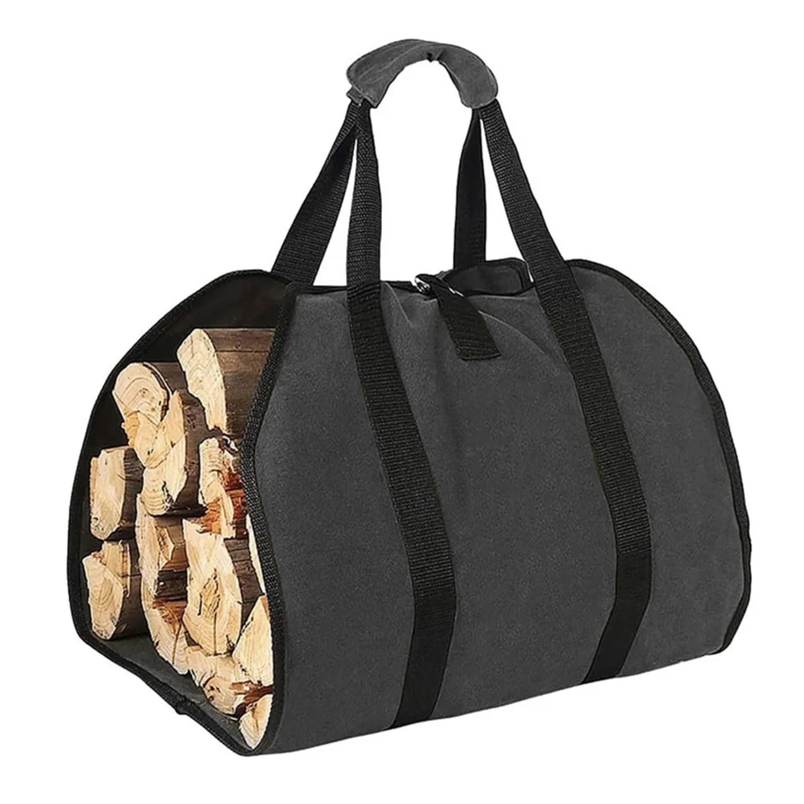 Firewood Storage Bag Tote Firewood Storage Bag Supplies Canvas Carrier Log Carrying Handbags Wood For Fireplace(Black)
