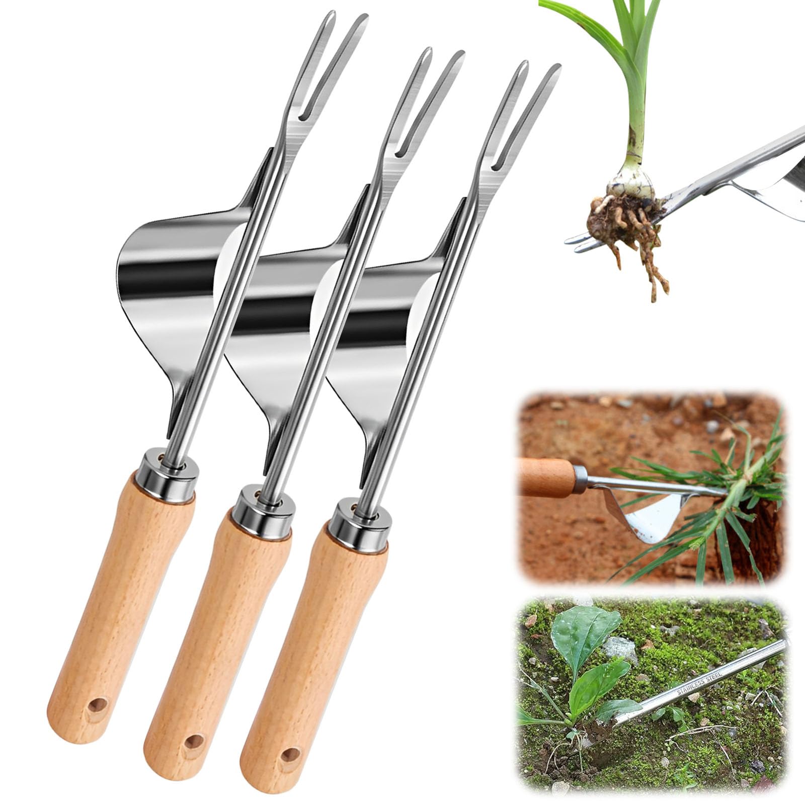 Gardening Tools, 2026 New Weeding Tools for Garden, Weed Remover Tool with Stainless Steel, Garden Tools for Gardening Moss and Weed (3pcs)