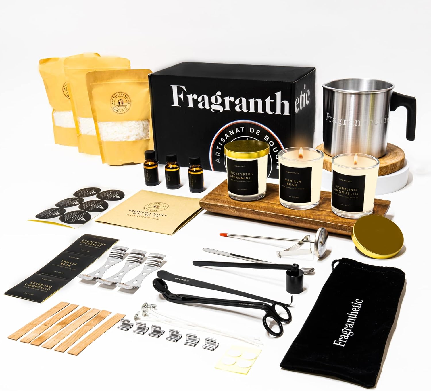Soy Candle Making Kit for Adults Luxury DIY Craft Kit with 3 Glass