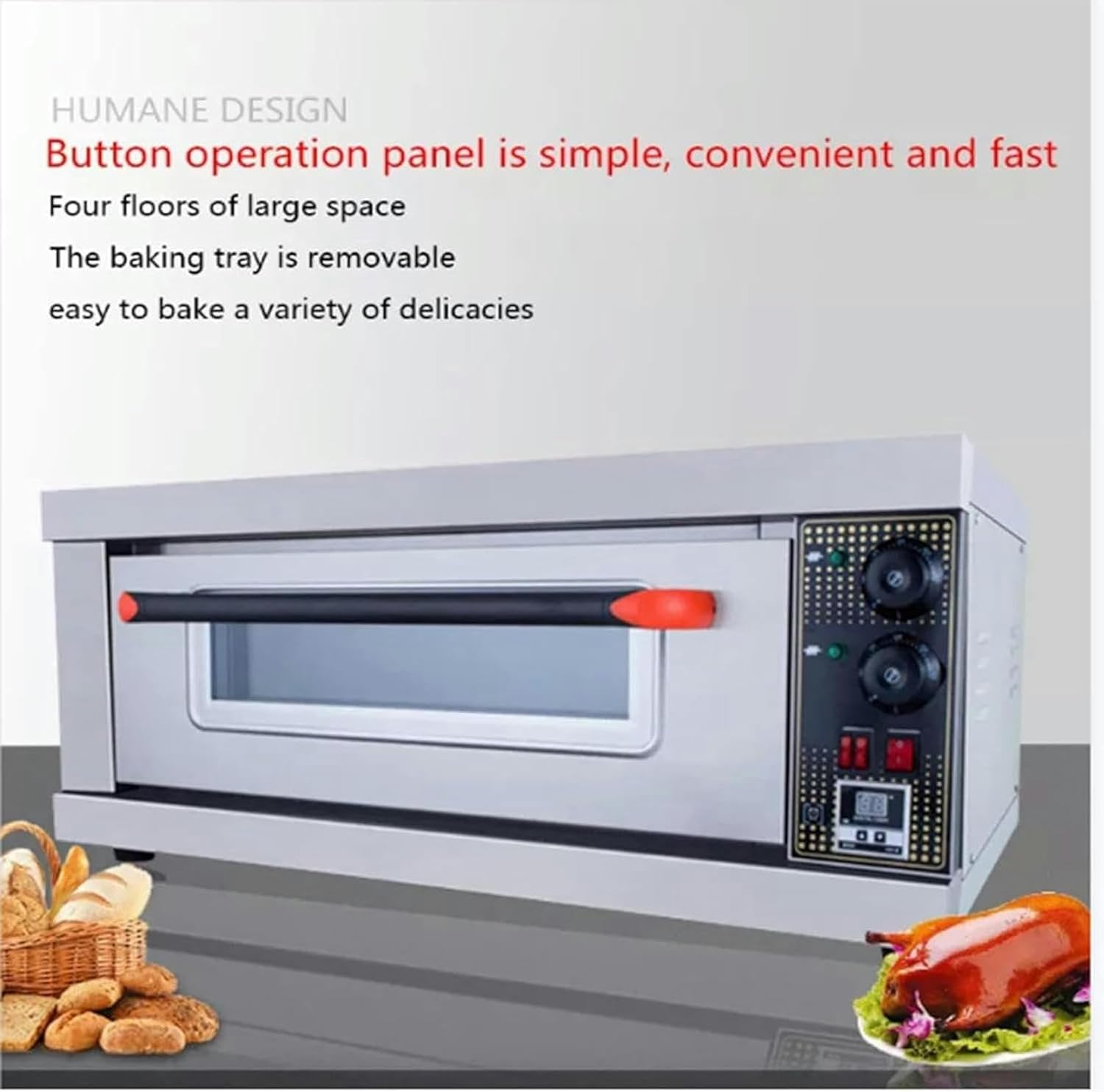 Commercial Pizza Oven Countertop,Single Deck Layer, 220V 3200W Stainless Steel Electric Pizza Oven,Multipurpose Indoor Pizza Maker for Restaurant Home Pretzels Baked
