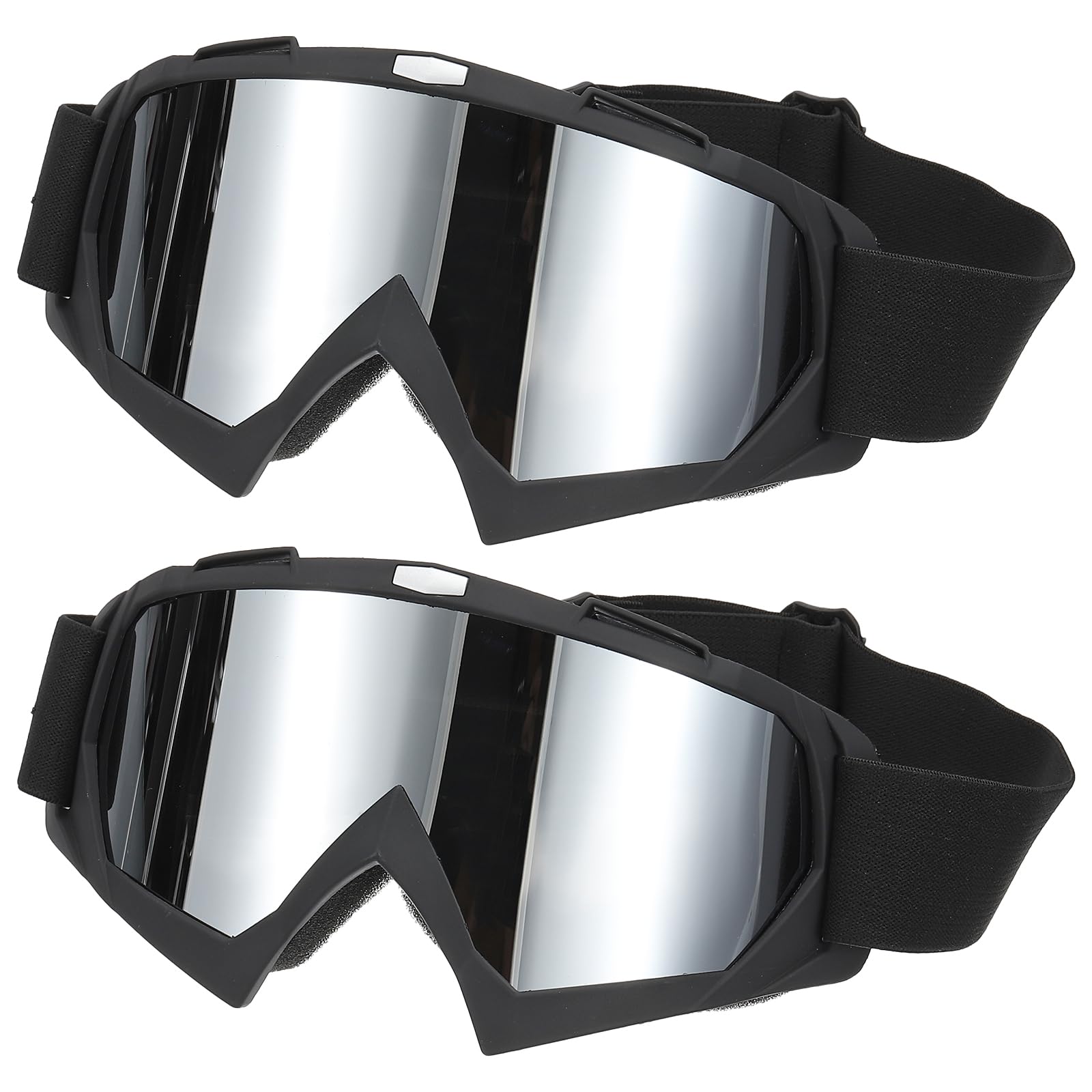 PATIKIL Occhiali Moto Cross, 2Pz Occhiali Moto, Occhiali ATV, Occhiali Sci, Occhiali Casco Corsa, Antivento per Alpinismo, Paracadutismo, Sci, Equitazione, Nero Opaco con Lenti Argento