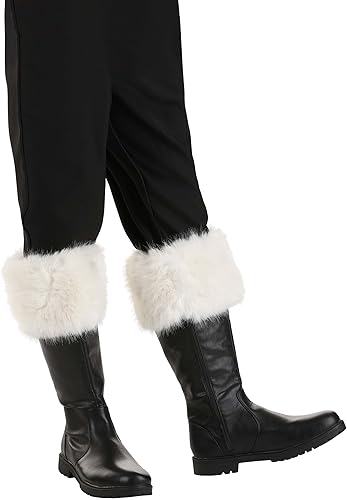 Vista 7 de Fun Costumes Adult Santa Claus Boots, Black Boots with White Fur Trime for Adult Men
