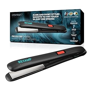 Revamp Progloss Digital Planchas del Pelo con Placas de Ceramica, Alisador Profesional con Pantalla LED para Alisado y Rizado, Temperatura Regulable, para Todo Tipo de Cabello