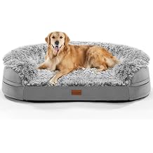 Gimars 3.7 inch Thickened Orthopedic Dog Beds for Extra Large Dogs, Supportive Dog Sofa Bed with 28D Egg-Crate Foam, Removable Washable Plush Cover, Waterproof Lining for Puppy, Senior