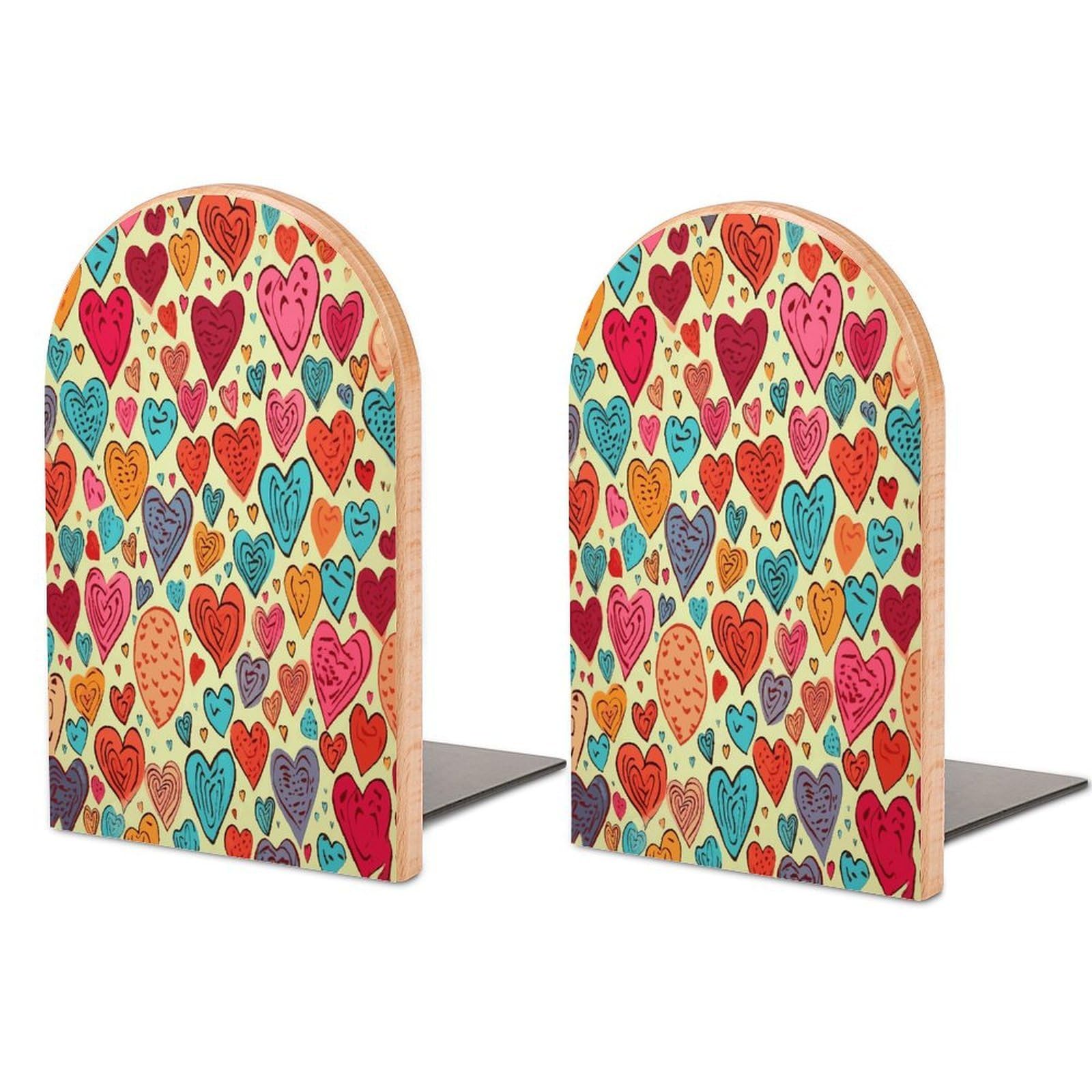 Sujetalibros moderno de corazón colorido para decorar estanterías de oficina y escritorios