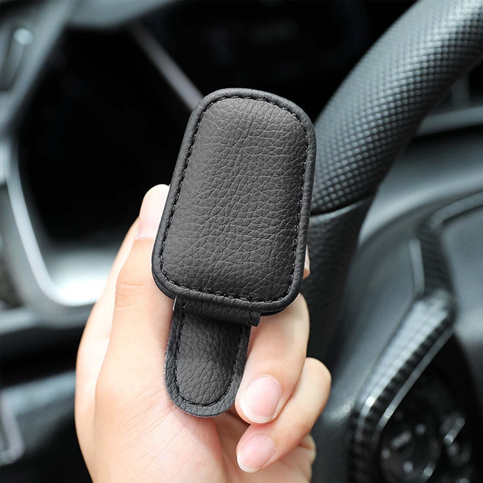 Todoxi Porta Occhiali Auto, 2 Pezzi Supporto per Occhiali Sole da Auto Universale Magnetici Pelle portaocchiali da Auto (Grigio