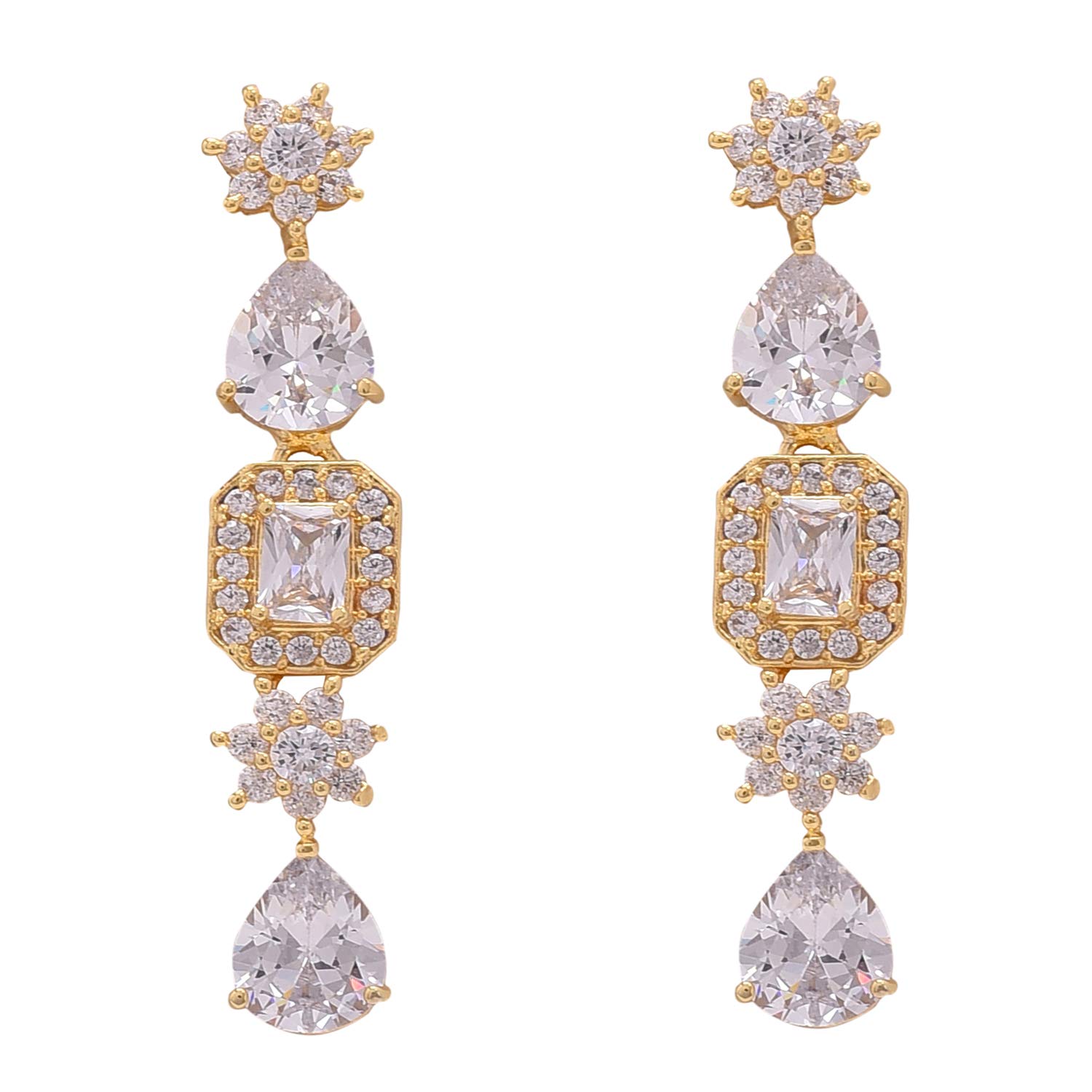 Ratnavali Jewels Set di gioielli con collana e orecchini pendenti in zirconia cubica, per matrimonio, stile Bollywood, stile indiano