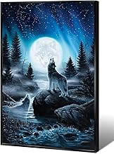 Wolf Poster - Wolf Wall Art - Wolf Pictures - Wolf Paintings - Wolf Canvas - Wolf Wall Decor - Wolf Prints - Cool Wolf Posters - Wolf Room Decor - Animal Posters (Green Art,12X18inch Unframed)