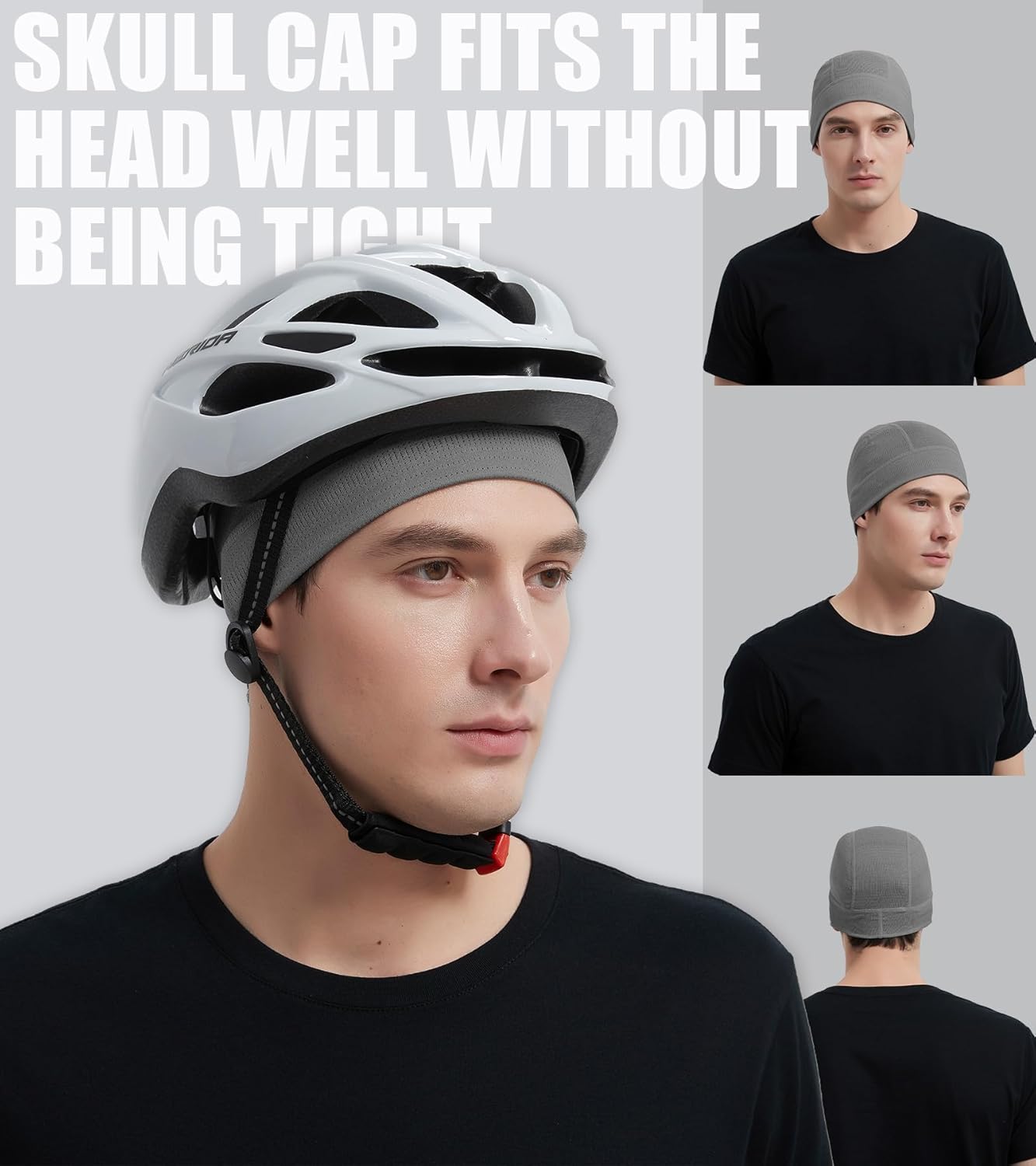 3 Pieces Lightweight Skull Cap for Men Women Breathable Helmet Liner Cooling Hat Soft Running Cycling Beanie Hats - Image 6