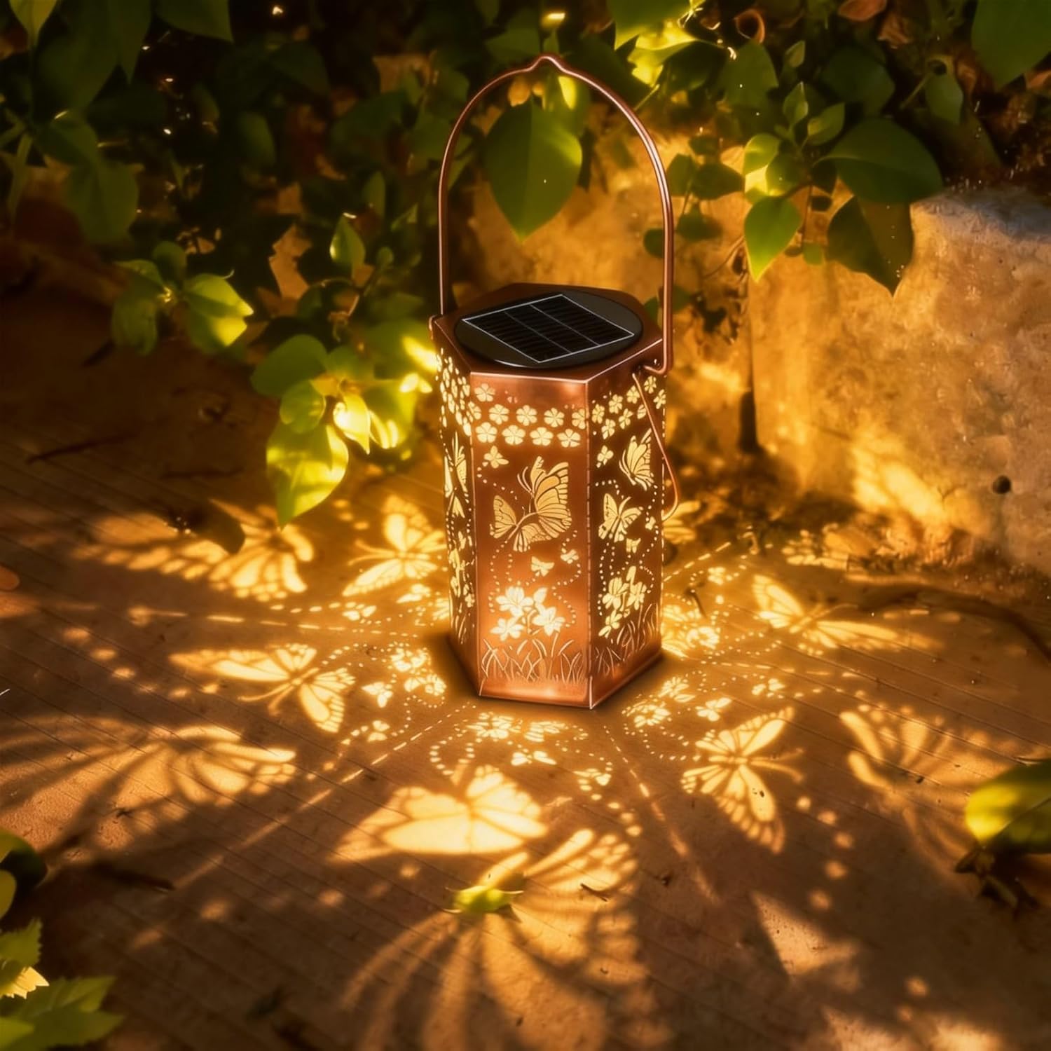 Sun Flower Solar Lanterns Outdoor Waterproof, Metal Hanging Lights for Garden Patio Yard Decor, Birthday Gifts for Women Mom Grandma,