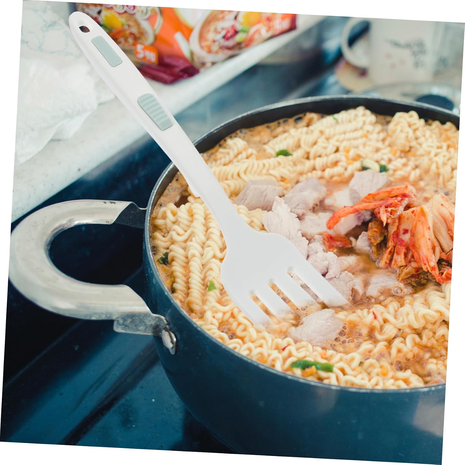 Silicone Flexible Pasta Fork for Noodle Cooking and Safe Use