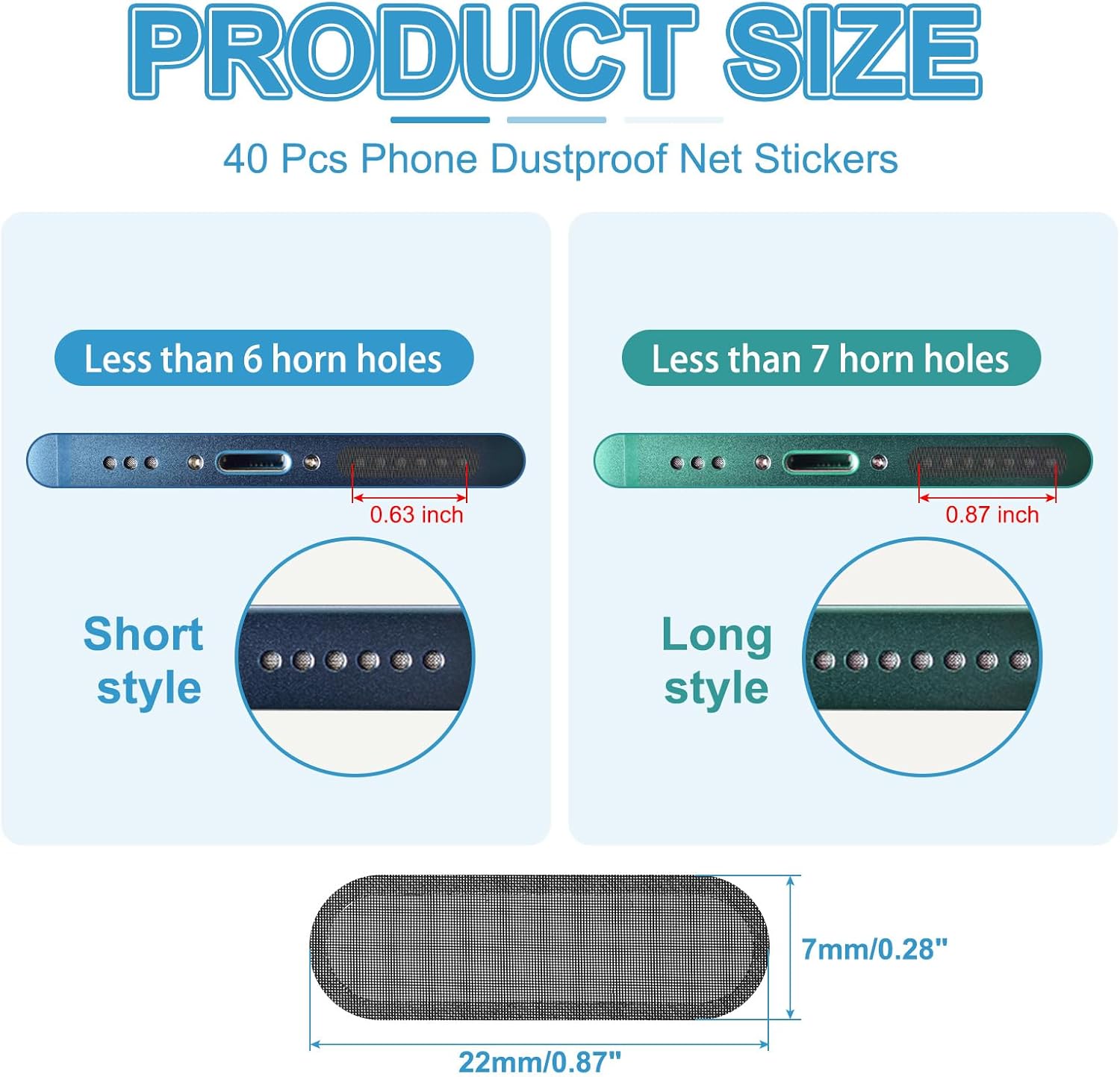 PATIKIL Phone Dustproof Net Stickers, 40 Pcs Phone Speaker Anti Dust Protector Cover Universal Speaker Mesh Sticker for Mobile (0.87"x0.28"), Black