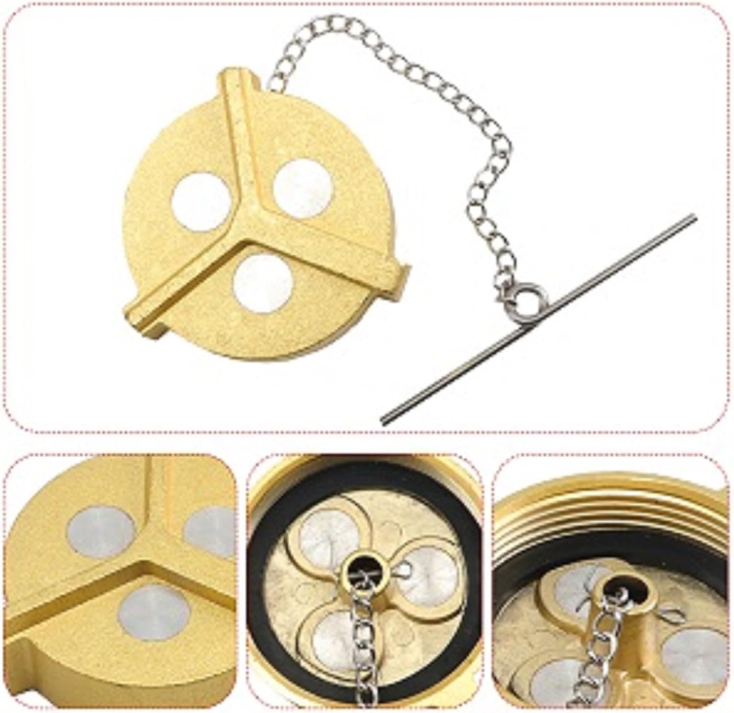 Non-Locking Saddle Tank Fuel Cap Compatible with 1990-1998 Ford L-Class Heavy Duty Trucks, 2-1/4 Diameter, 11-1/2" NPSF Thread Fuel Gas Cap Female Brass (2pcs)