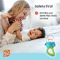 Vista 9 de RaZbaby Baby Solids/Frozen Fruit Feeder Pacifier, Infant Teether Toy 6M+, BPA-Free Silicone Pouch & Nipple, Safely Introduce Solids, Natural