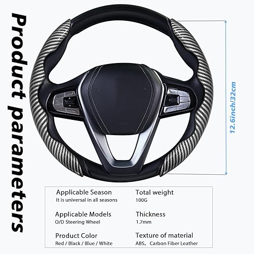 Vista 79 de WOCOCN 2 fundas para volante de automóvil, protector antideslizante de fibra de carbono para hombres y mujeres, múltiples opciones de color, Beige
