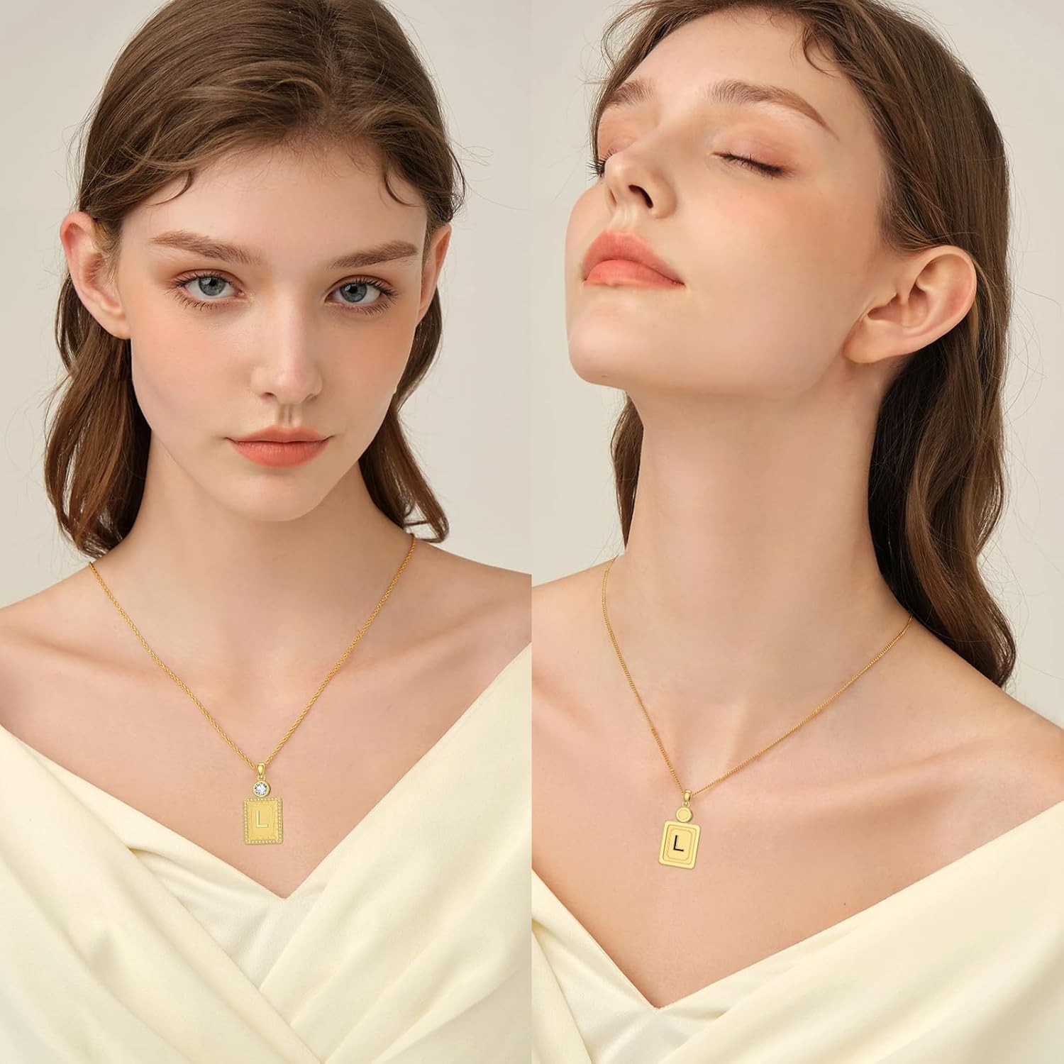 18K Gold Initial Necklaces for Women, A-Z Letter Necklace for Her Birthday Christmas Gift for Mom Friends, Yellow Gold Sterling Silver Initial Tag Pendant Necklace with Box Chain, Anniversary Jewelry for Wife Girlfriend(18K Real Gold Filled) - Image 5