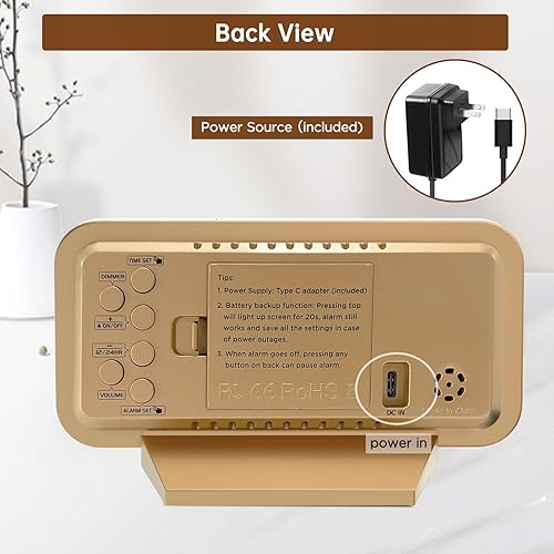 Miniatura 7 de Peakeep Slim Digital Mirror Aesthetic Alarm Clock for Bedrooms Desk Decor - Plug in Electric Big LED Modern Small Clock for Office Living Room,