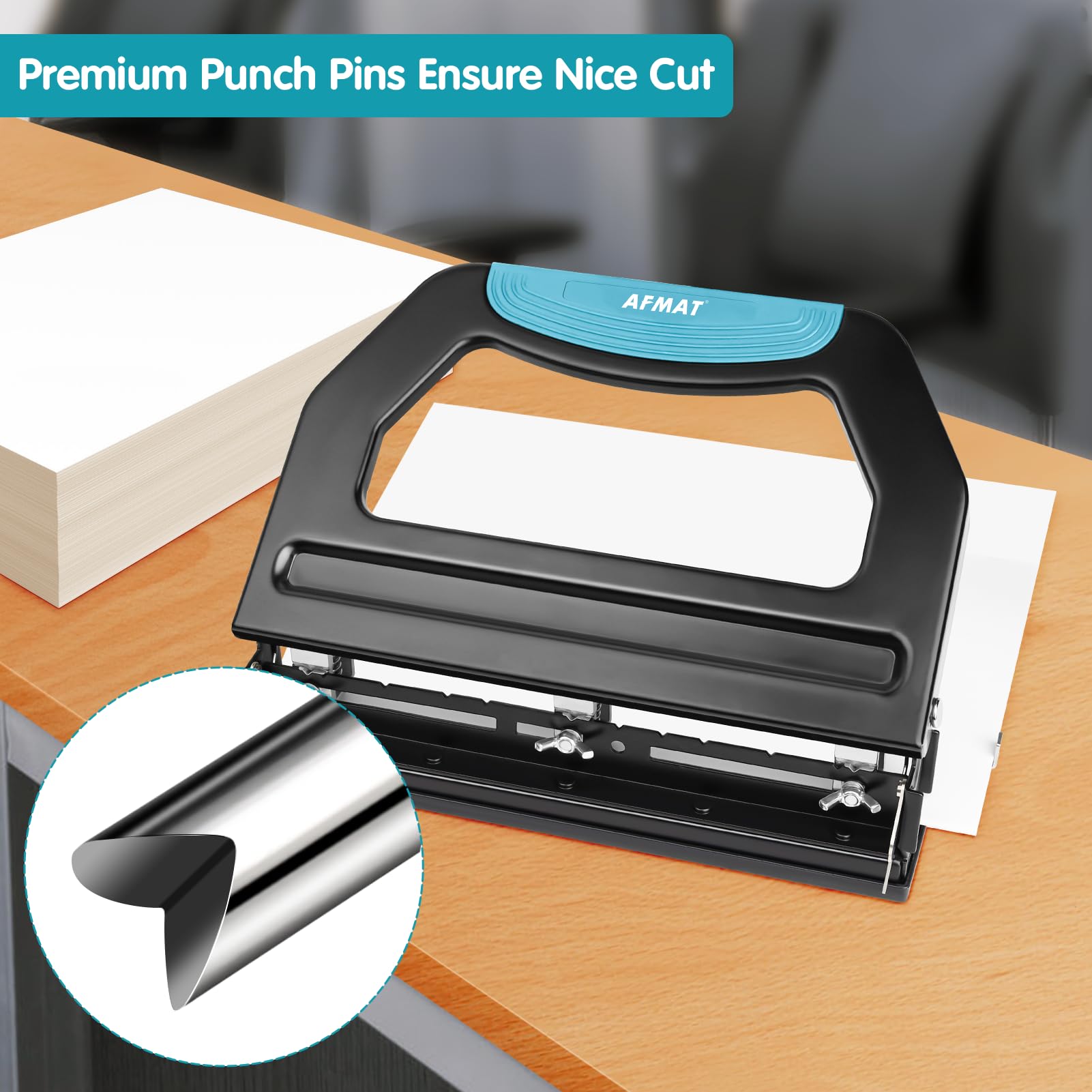 AFMAT 3 Hole Punch - Heavy Duty & Easy to Use -5